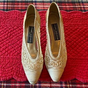 Stuart Weitzman Beige Embroidered Heels